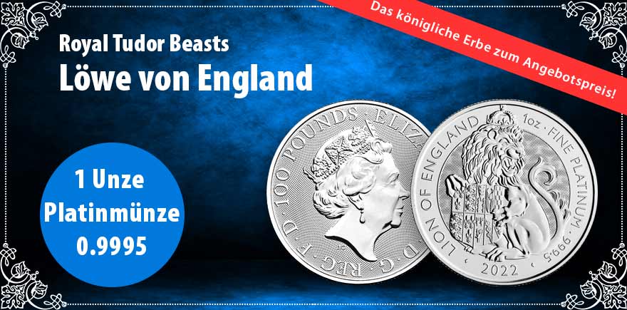 Queens Tudor Beasts 1 Unze Platin Lion 2022