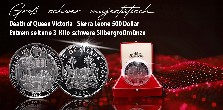 3 Kilo Silbermünze 2001 - Sierra Leone 500 Dollar - Death of Queen Victoria
