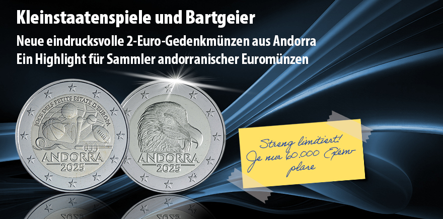 Andorra 2 Euro 2025 Kleinstaatenspiele und Bartgeier