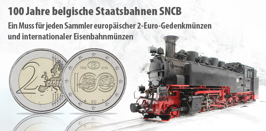 Belgien 2 Euro 2026 - 100 Jahre belgische Staatsbahnen SNCB