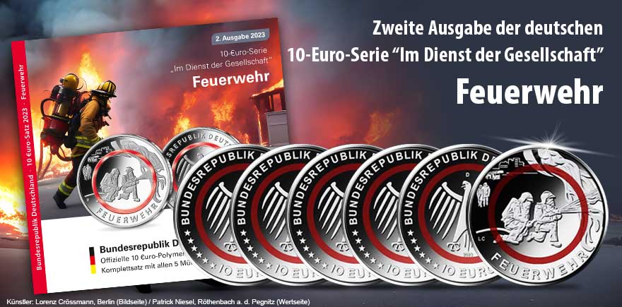 Bald ist es soweit und die mit großer Spannung erwartete zweite Ausgabe der mehrjährigen Serie „Im Dienst der Gesellschaft“ wird im Mai ausgegeben werden. Mit der 10-Euro-Münze „Feuerwehr“ wird nach der „Pflege“ wieder eine Berufsgruppe in den Fokus geste