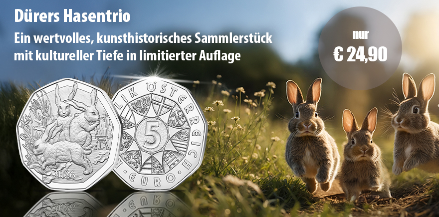 Österreich 5 Euro Silber 2026 - Dürers Hasentrio
