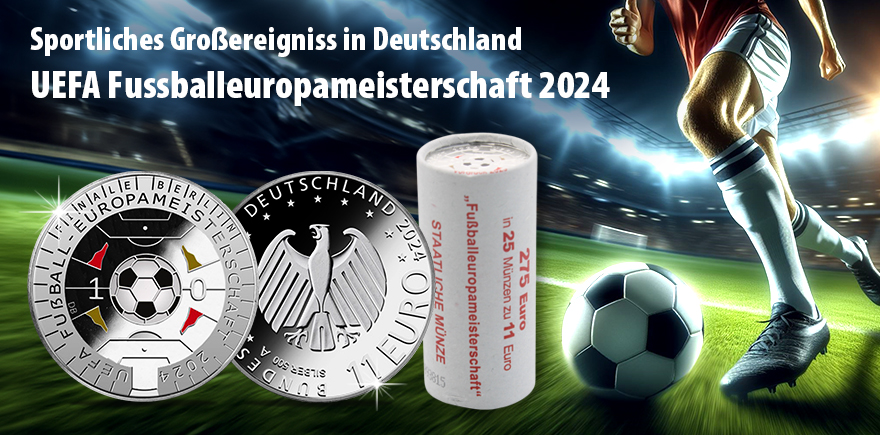 Münzrolle Deutschland 11 Euro 2024 Fussball UEFA EURO 2024