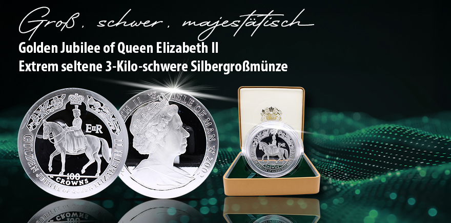 3 Kilo Silbermünze 2002 - Isle of Man - Golden Jubilee Elizabeth II