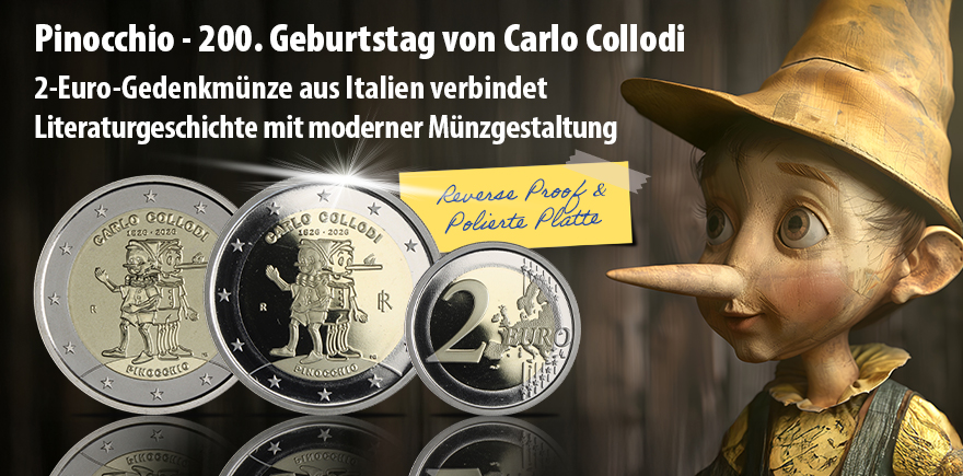 Italien 2 Euro 2026 Pinocchio 200. Geburtstag von Carlo Collodi
