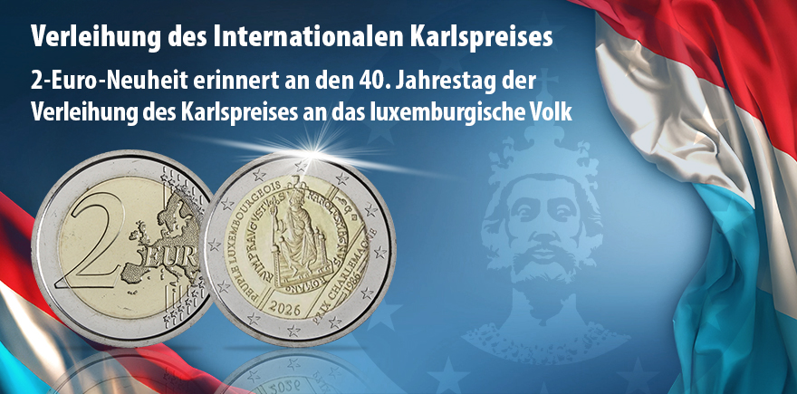 Luxemburg 2 Euro 2026 bankfrisch - Verleihung des Internationalen Karlspreis