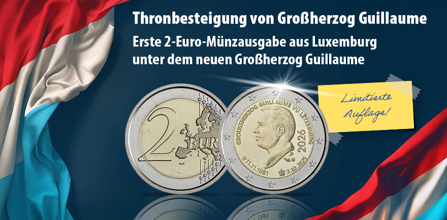 Luxemburg 2 Euro 2026 Thronbesteigung von Großherzog Guillaume
