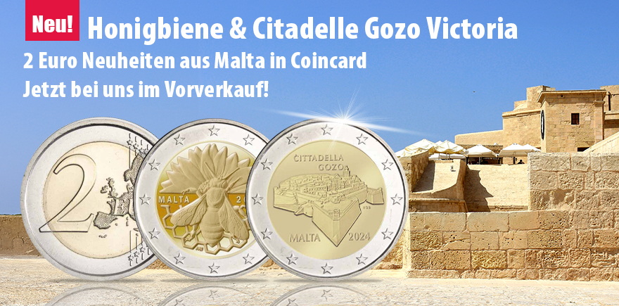 Malta 2 Euro 2024 Honigbiene & Citadelle Gozo Victoria in CoinCard