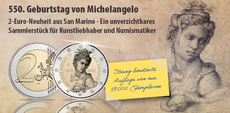 San Marino 2 Euro 2025 - 550. Geburtstag von Michelangelo