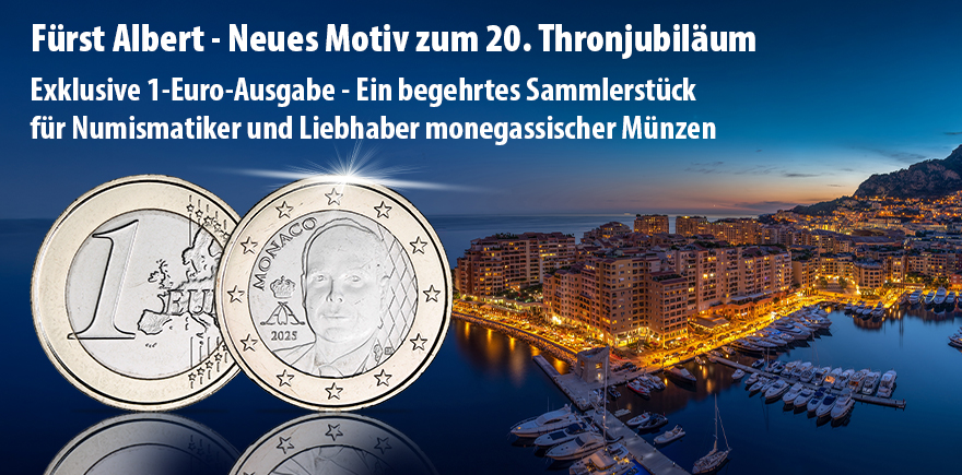 Monaco 1 Euro 2025 - 20. Thronjubiläum Fürst Albert II