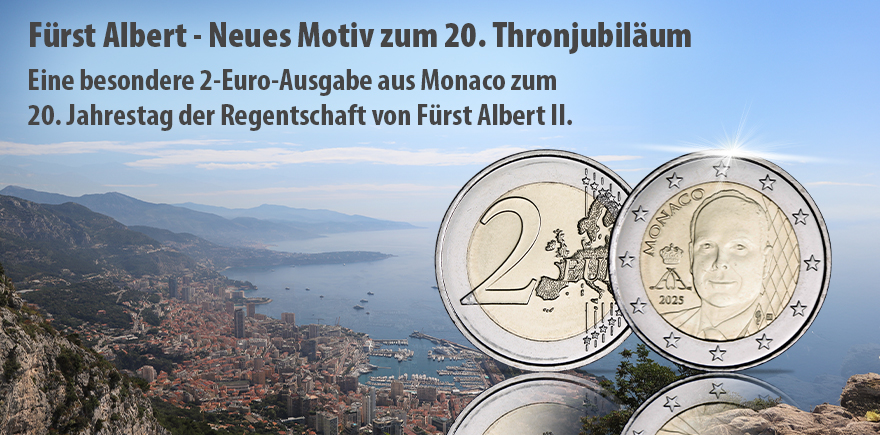 Monaco 2 Euro 2025 - 20. Thronjubiläum Fürst Albert II