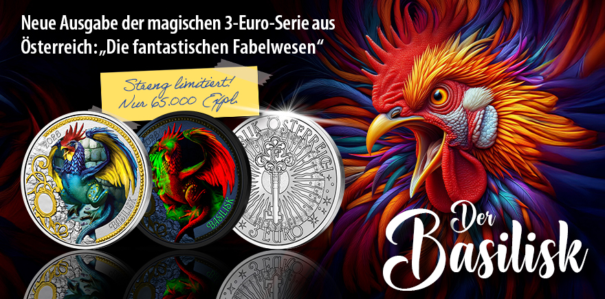 Österreich 3 Euro 2026 Der Basilisk - Fantastische Fabelwesen 