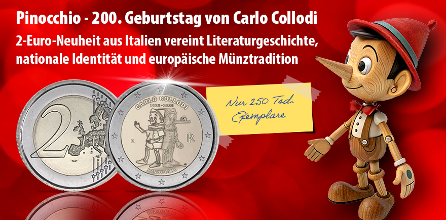 Italien 2 Euro 2026 Pinochhio - 200. Geburtstag von Carlo Collodi