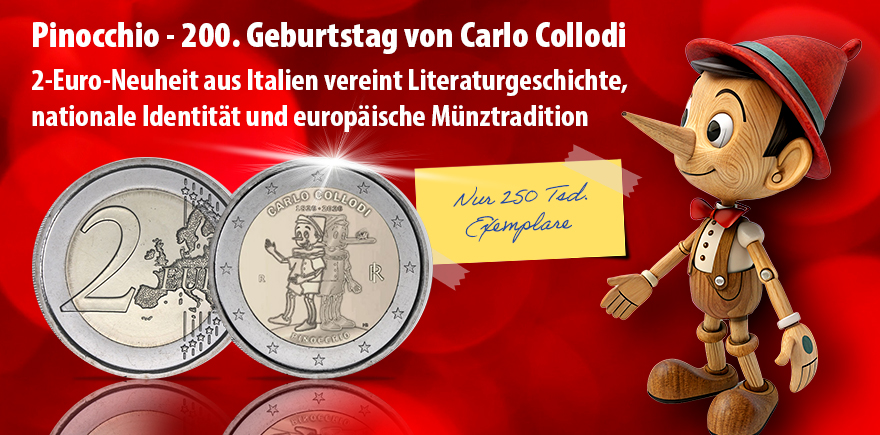 Italien 2 Euro 2026 Pinochhio - 200. Geburtstag von Carlo Collodi