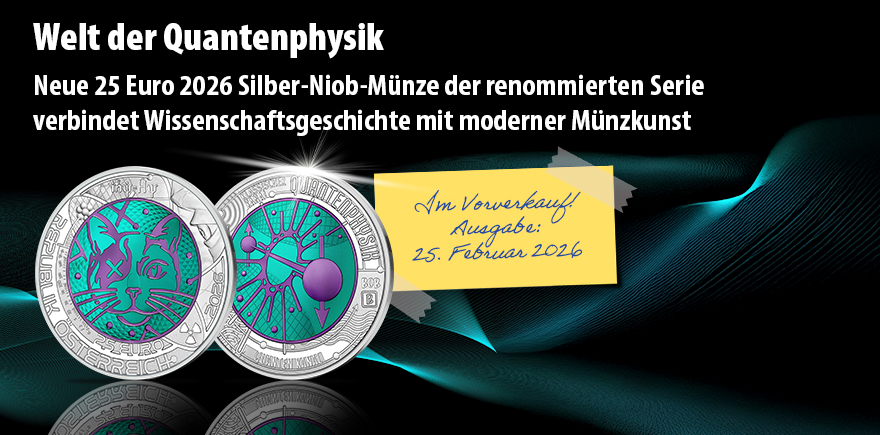 Österreich 25 Euro Silber-Niob 2026 - Welt der Quantenphysik