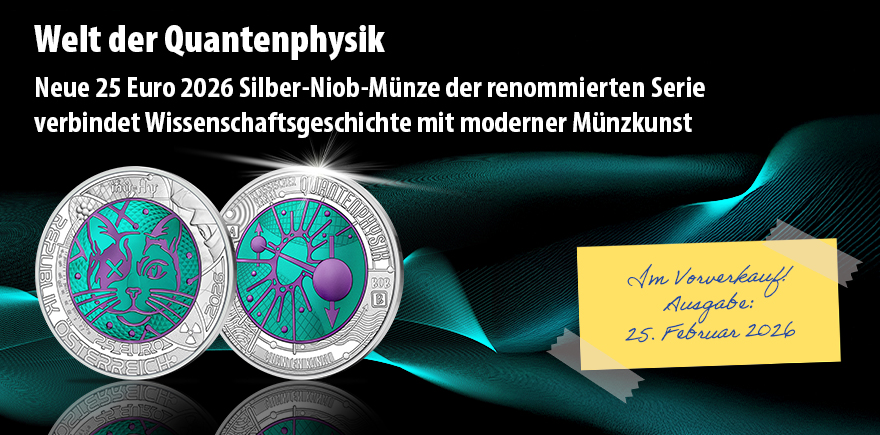 Österreich 25 Euro Silber-Niob 2026 - Welt der Quantenphysik