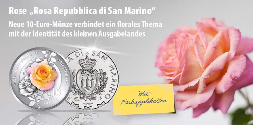 San Marino 10 Euro 2026 Rose mit Farbapplikation