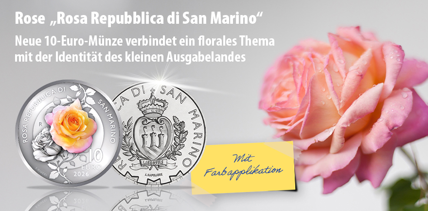 San Marino 10 Euro 2026 Rose mit Farbapplikation