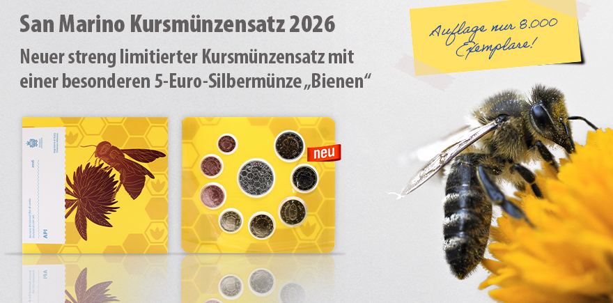 San Marino 8,88 Euro 2026 - KMS Bienen mit 5 Euro Silbermünze