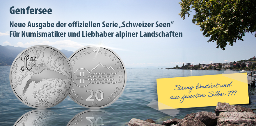 Schweiz 20 Franken Silber 2026 Genfersee - Schweizer Seen Serie