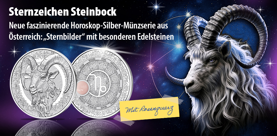 Österreich 20 Euro 2025 Sternzeichen Steinbock mit Rosenquarz
