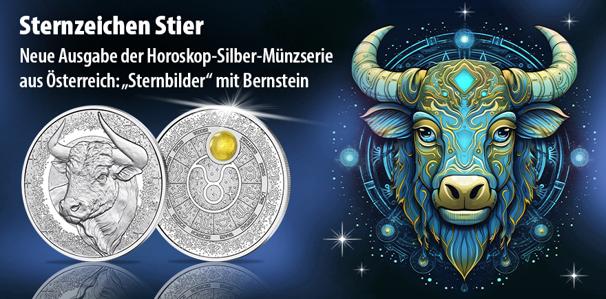 Österreich 20 Euro 2026 Sternzeichen Stier mit Bernstein