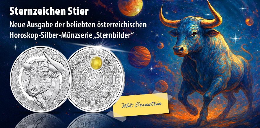Österreich 20 Euro 2026 Sternzeichen Stier mit Bernstein