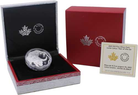 Kanada-15 Dollar-2021-AGpp-Lunar Lotus-Jahr des Ochsen-RS