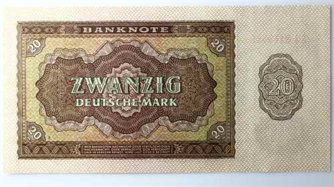 DDR 20 Mark Banknote 1948 – Rosenberg 344 – kassenfrisch-RS