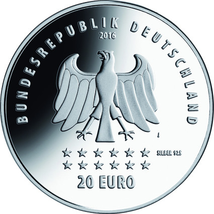 BRD 20 Euro 2016 Silber PP Deutschlandlied im original Folder
