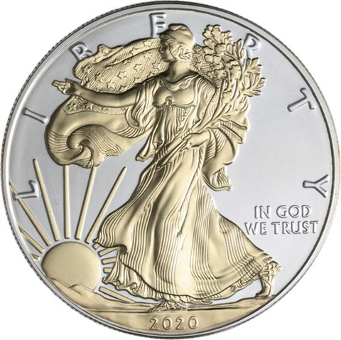 USA-1 Dollar-2020-AGstgl-Silver Eagle-vergoldet-RS