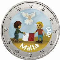 malta-2-euro-2017-frieden-serie-von-kindern-mit-solidaritaet-farbmotiv