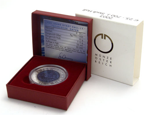 Österreich-25-Euro-2003-Hgh-Stadt-Hall-in-Tirol-II