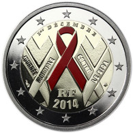 Frankreich 2 Euro 2014 Welt Aids Tag - PP mit FARB-Applikation I