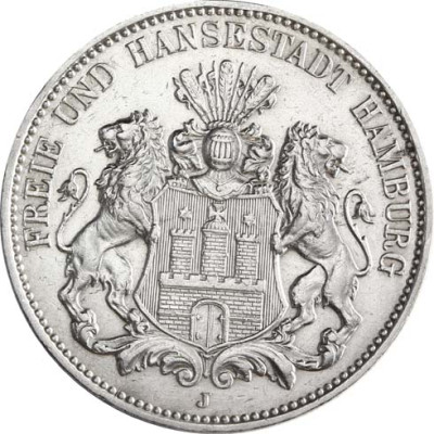 Jäger 64 Hamburg 3 Mark 1908 - 1914 Stadwappen 