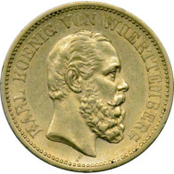 Goldmark Kaiserreich   Württemberg 20 Mark 1872-1873  Karl