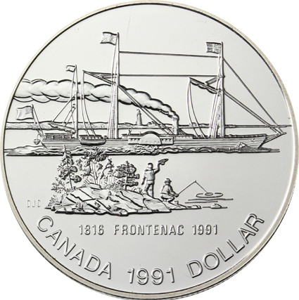 Kanada 1 Dollar 1991 Silber  Dampfschiff  Frontenac