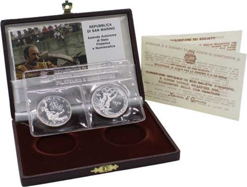 San Marino-1500Lire-1984-AGstgl-Olimpiade-Etui