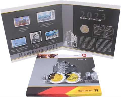 Deutschland-2Euro-Briefmarken-2023-Elbphilharmonie-Folder