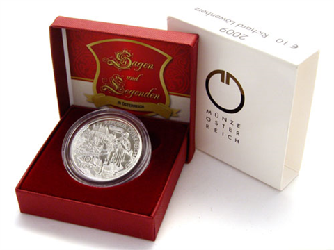 Österreich-10-Euro-2009-Silber-PP-Richard-Löwenherz-Etui