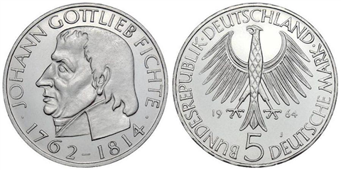 5 DM 1964 Johann Gottlieb Fichte I und II