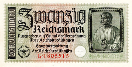 Banknoten - 3 Banknoten 1 ,2 und 5 Reichsmark kassenfrisch