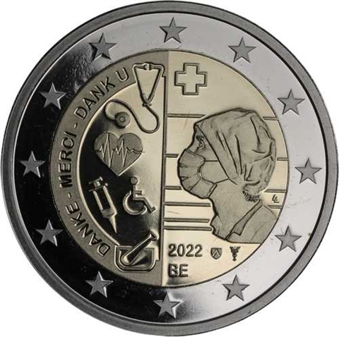 Belgien-2 Euro-2022-PP-COVID Pandemie-Etui