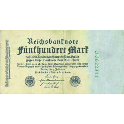 Banknote 500 Mark Reichsmark nach Rosenberg 