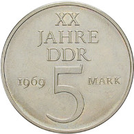 DDR 5 Mark Münze 1969 - 20 Jahre DDR Nickelprobe