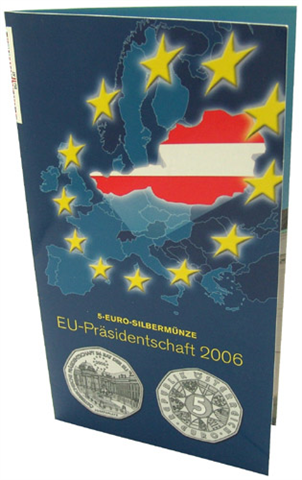 Österreich-5Euro-2006-AgHgh-EU-Ratspräsidentschaft-Folder