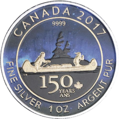 Kanada-5 Dollar-2017-AGstgl-Kanu Voyageur Blau-FD-Farbe-RS