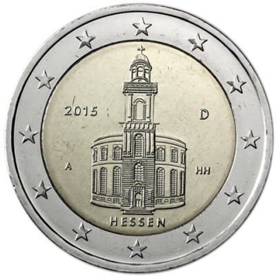 Deutschland-2Euro-2015bfr-Paulskirche-Münzzeichen-A-RS