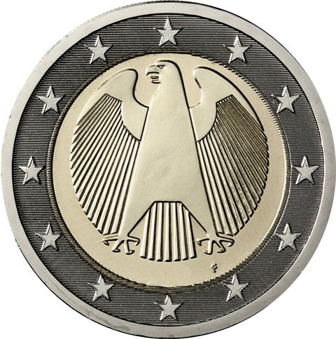 Deutschland 2 Euro Kursmünzen 2010 mit dem Bundesadler