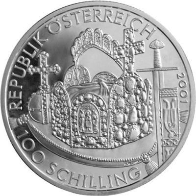 Österreich-100Schilling-2001-AgPP-römischeReich-vs1